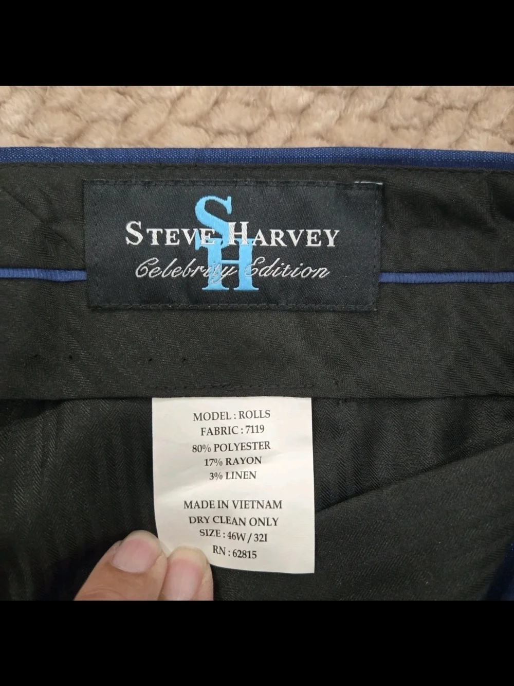 Steve Harvey Dress Pants 46x32 Blue Flat Front Career Slacks Mens